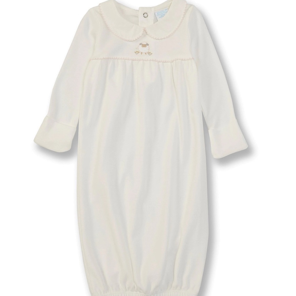 Edgehill Collection Newborn-6 Months Long-Sleeve Sheep Embroidered Gown